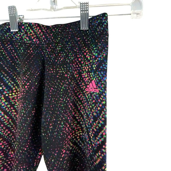 Adidas Girls Dot Print Capri Pants Leggings Size 6 Multicolor Athletic Casual - Picture 2 of 7